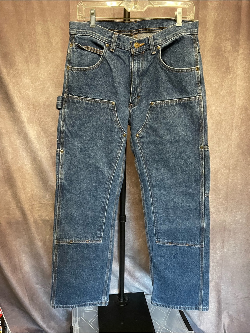 Men's Double Front Logger Carpenter Jeans - Classic Workwear Style 31x29